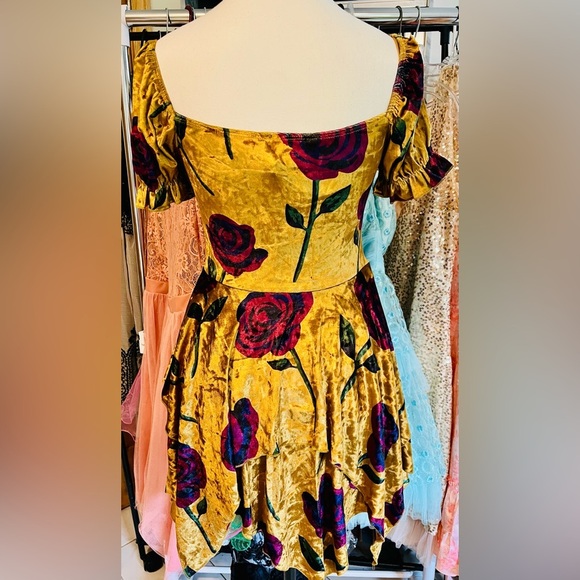 NWT Small Dolls Kill Current Mood Chasin’ Rainbows Mini Dress Floral Velvet - Picture 7 of 12